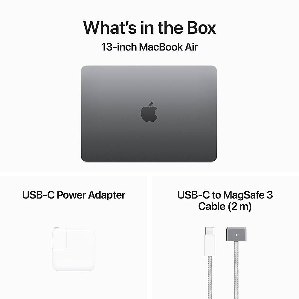 What's in the Box: 13-inch MacBook Air, USB-C Power Adapter, USB-C to MagSafe 3 Cable (2 m)