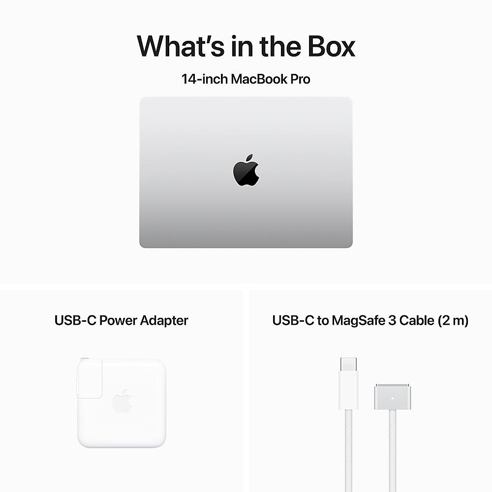 What's in the Box: 14-inch MacBook Pro USB-C Power Adapter USB-C to MagSafe 3 Cable (2 m)