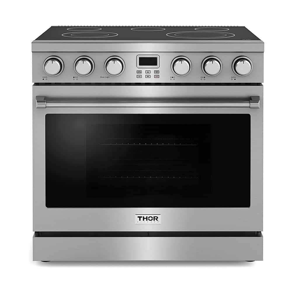 Front. Thor Kitchen - 6.0 Cu. Ft. Freestanding Electric Convection Range - Silver.