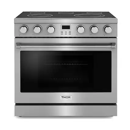 Front. Thor Kitchen - 6.0 Cu. Ft. Freestanding Electric Convection Range - Silver.