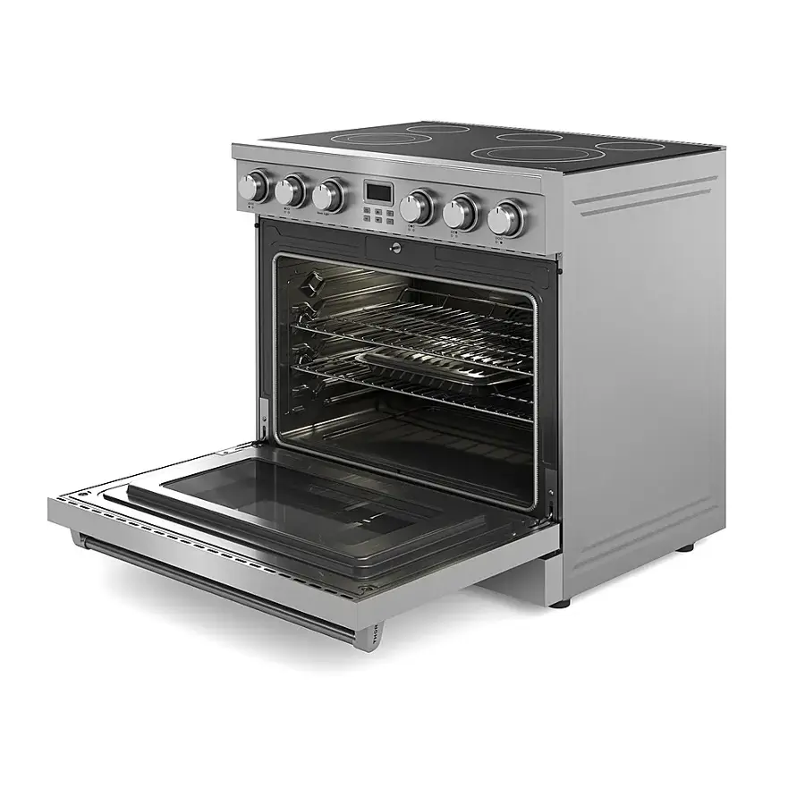 Alt View 11. Thor Kitchen - 6.0 Cu. Ft. Freestanding Electric Convection Range - Silver.