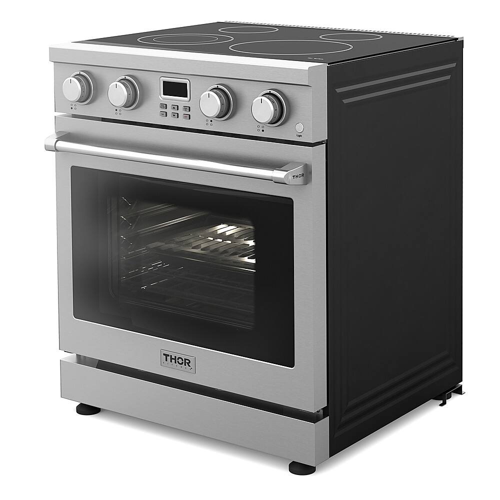 Angle. Thor Kitchen - 4.8 Cu. Ft. Freestanding Electric Convection Range - Silver.