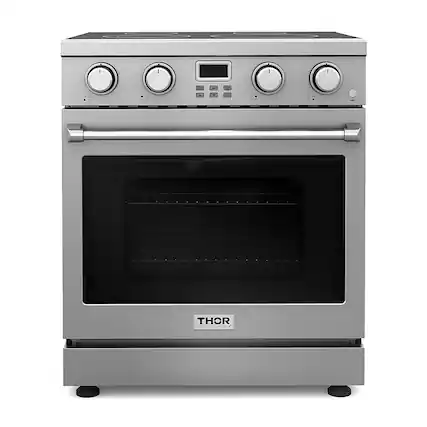 Front. Thor Kitchen - 4.8 Cu. Ft. Freestanding Electric Convection Range - Silver.