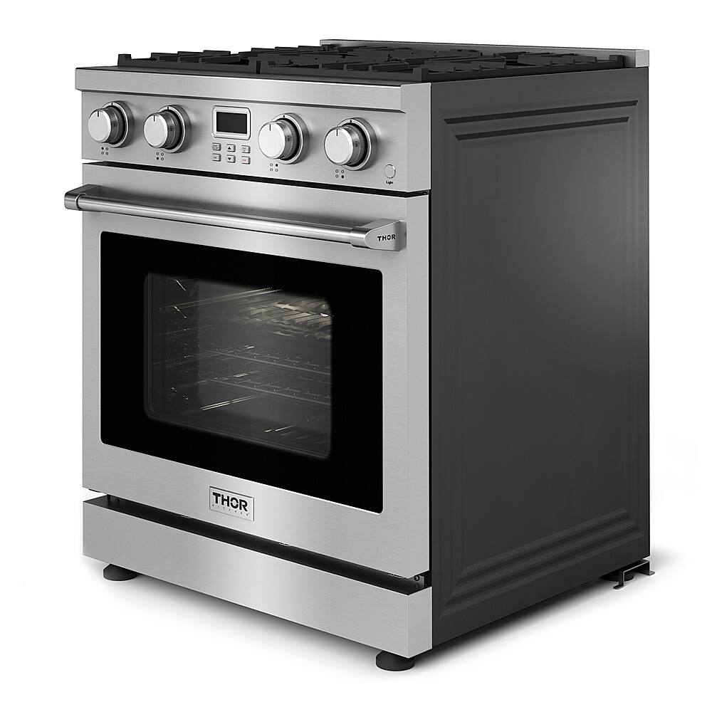 Angle. Thor Kitchen - 4.8 Cu. Ft. Freestanding Gas Convection Range - Stainless Steel.