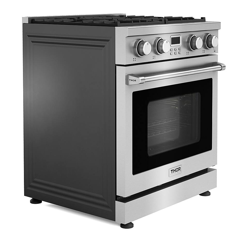 Left. Thor Kitchen - 4.8 Cu. Ft. Freestanding Gas Convection Range - Stainless Steel.