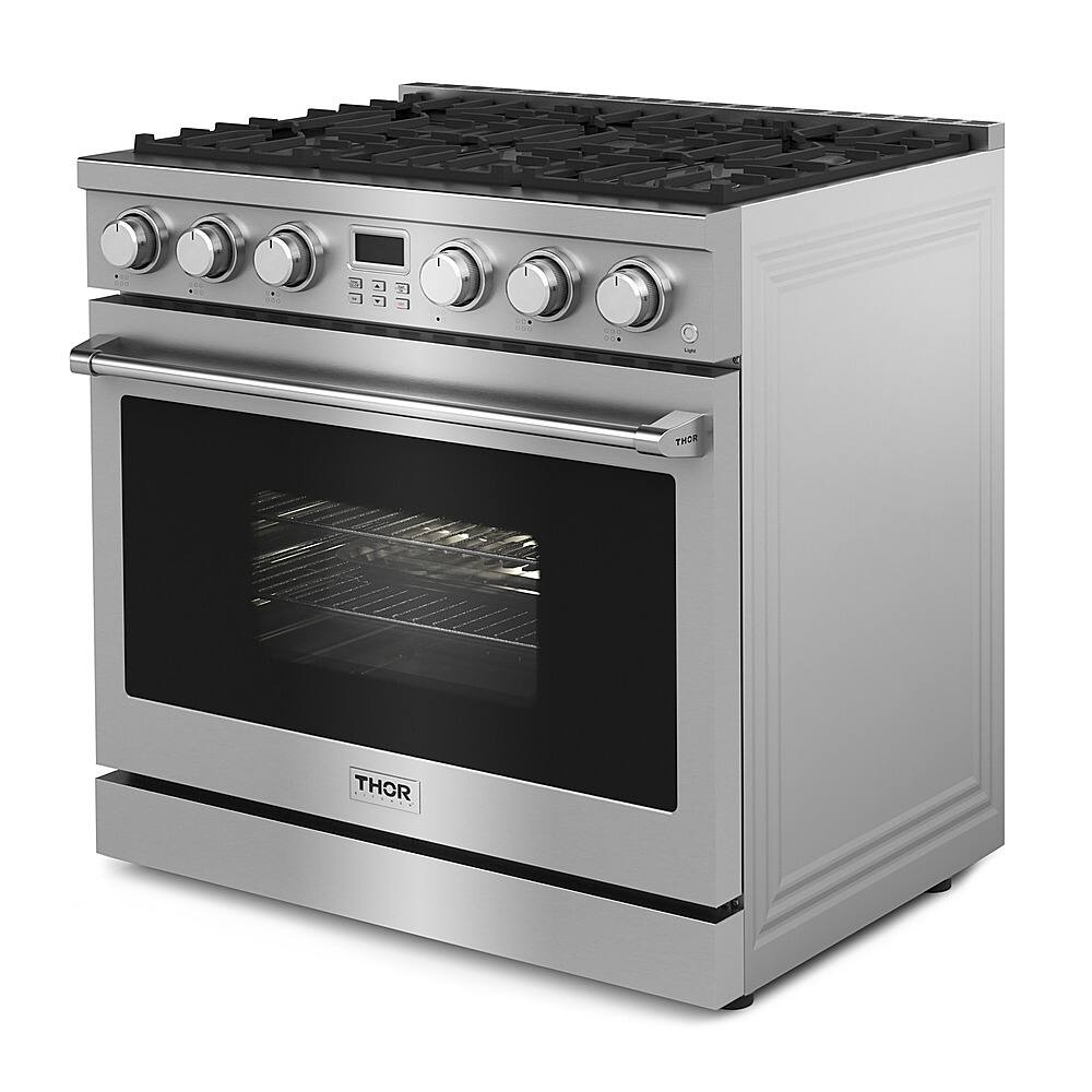 Angle. Thor Kitchen - 6.0 Cu. Ft. Freestanding LP Gas Convection Range - Stainless Steel.