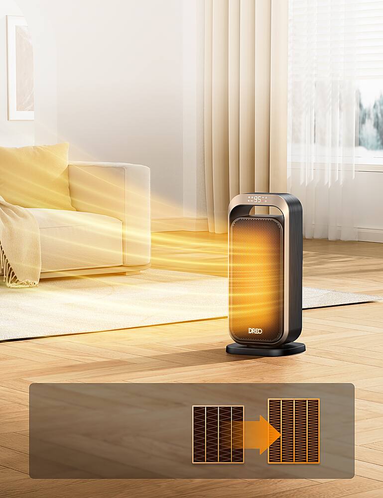 Angle View: Dreo - 70° Oscillation Portable Heater With Remote - Black & Gold