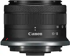 Front. Canon - RF-S10-18mm F4.5-6.3 IS STM Ultra-Wide Angle Zoom Lens for EOS R-Series Cameras - Black.