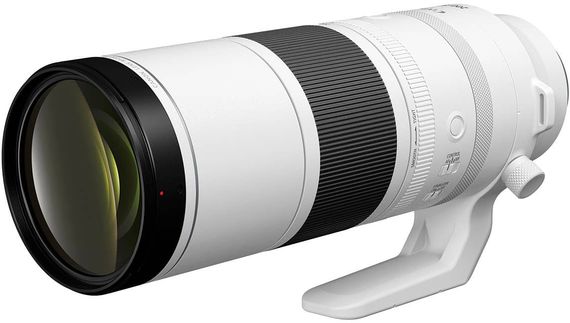 Left. Canon - RF200-800mm F6.3-9 IS USM Telephoto Zoom Lens for EOS R-Series Cameras - White.