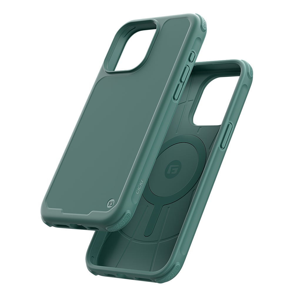Angle. CLCKR - G-Form Protection Carbon MagSafe Case for Apple iPhone 15 Pro Max 6.7" - Green Camo.