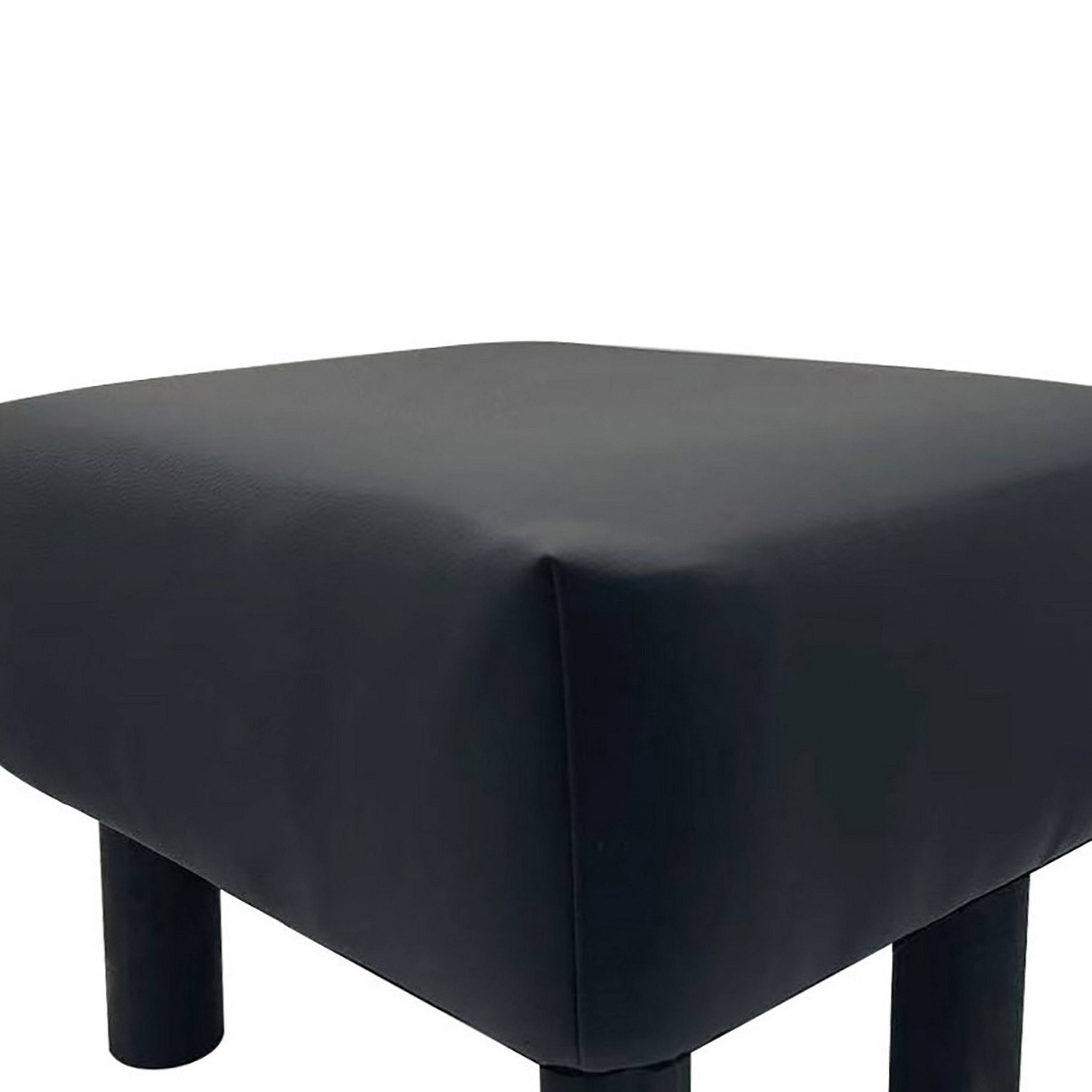 Alt View 3. Manhattan Lane - Ginni Footstool Ottoman Set of 2, Black Faux Leather, Soft Seat, Wood Legs - Black.