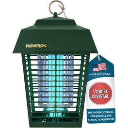 1/2 Acre Electric Bug Zapper, Dual Lure, 15W UV, Octenol, 5600V, USA Made UL Cert