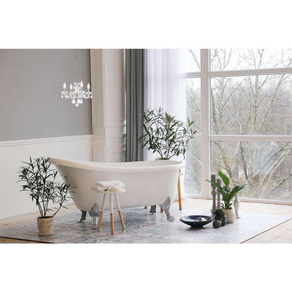 Angle. Elegant Lighting - Rococo 4 light Chrome Pendant Clear Royal Cut Crystal - Chrome.