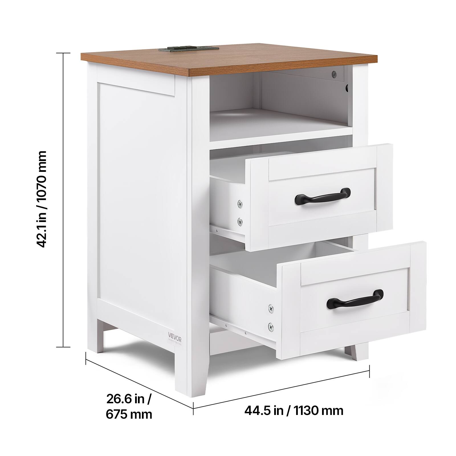 mm 1070 / 42.1in  
VEVOR  
26.6 in / 675 mm  
44.5 in / 1130 mm