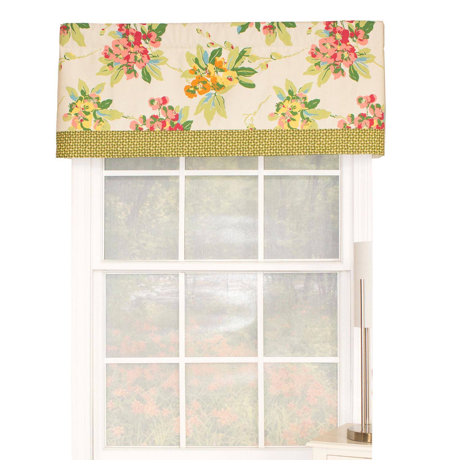 Angle. RLF Home - RLF Home Selva Banded Sage Type All Season 3" Rod Pocket Valance 50" x 16" - Sage.