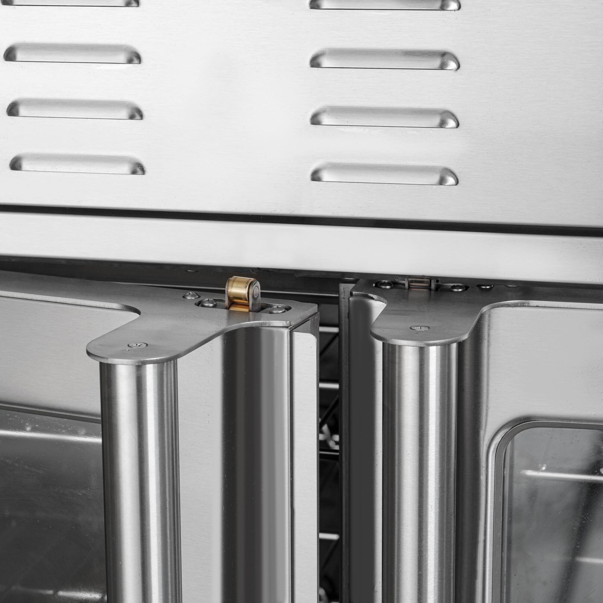 Alt View 4. Koolmore - 38 in. Full Size Double Commercial Natural Gas Convection Oven 108,000 BTU Total with Stacking Kit and Casters - Silver.