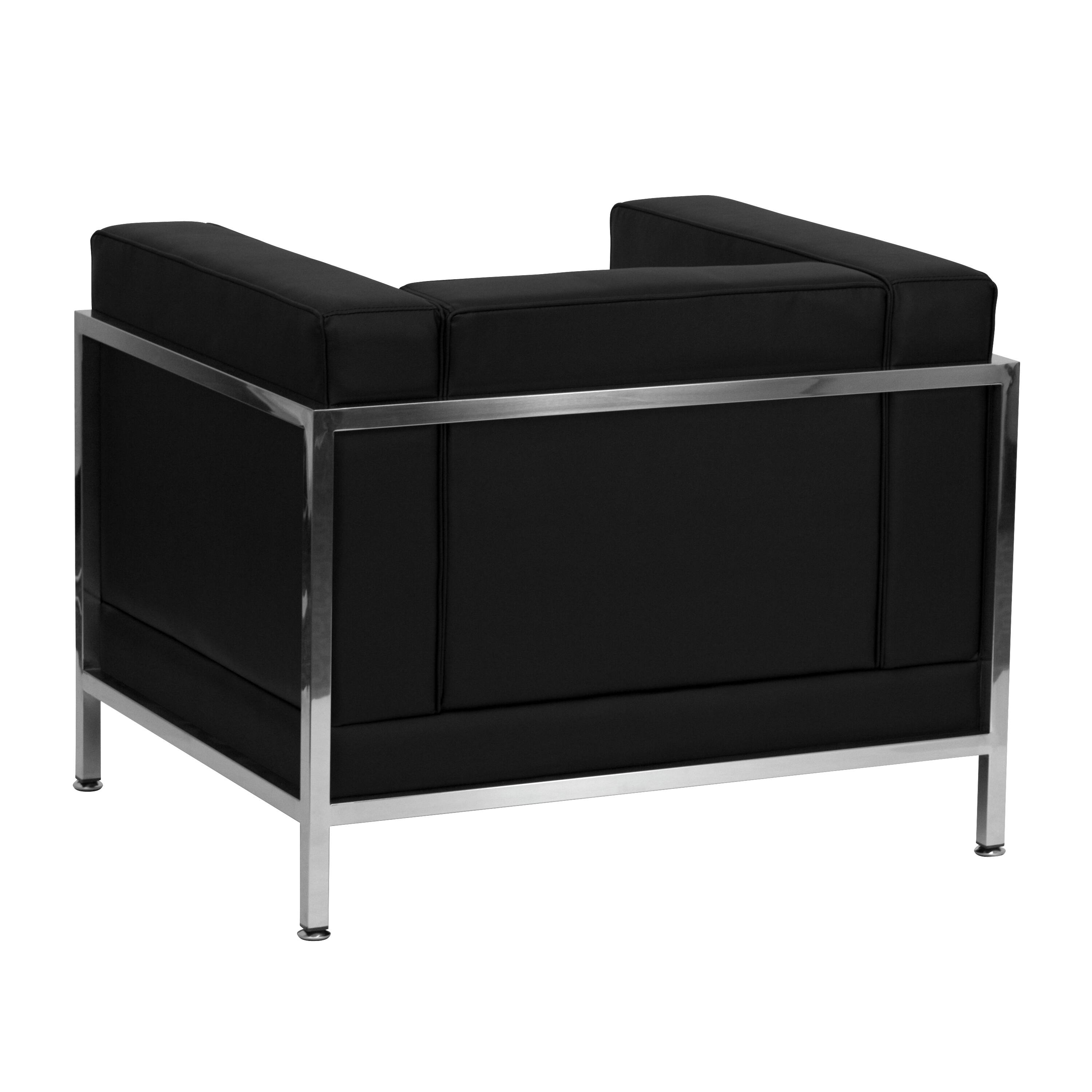 Alt View 2. Emma + Oliver - Modular Quilted Tufted Seat Reception Chair with Encasing Frame - Black.