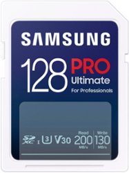 Samsung - PRO Ultimate Full Size 128GB SDXC Memory Card, Up to 200 MB/s, UHS I, C10, U3, V30, A2 (MB SY128S/AM) - Front_Zoom
