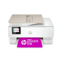 HP - ENVY Inspire 7955e Wireless All-In-One Inkjet Photo Printer - Refurbished - White & Sandstone - Front_Zoom