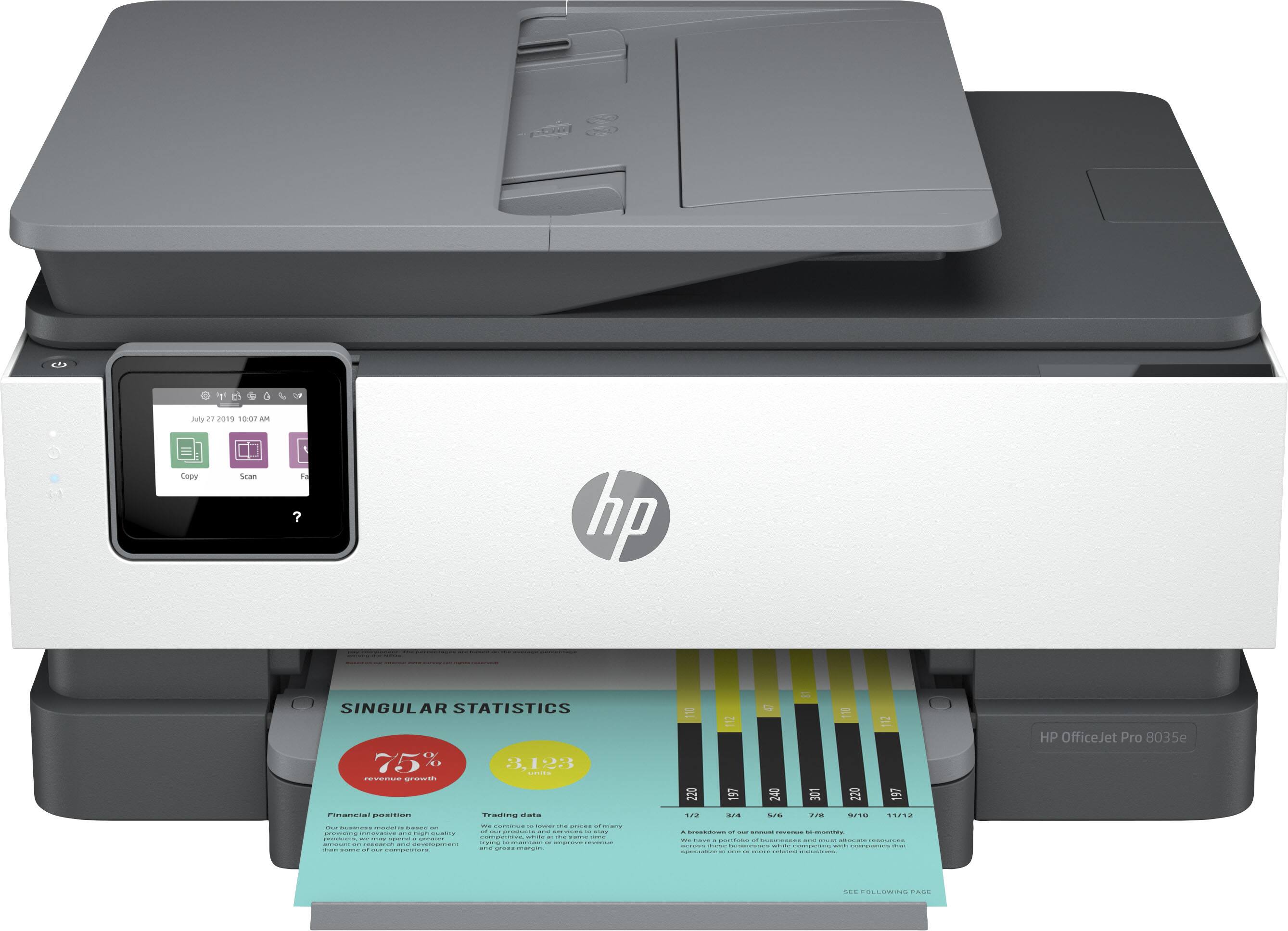 Angle. HP - OfficeJet Pro 8034e Wireless All-In-One Inkjet Printer - Refurbished - White.