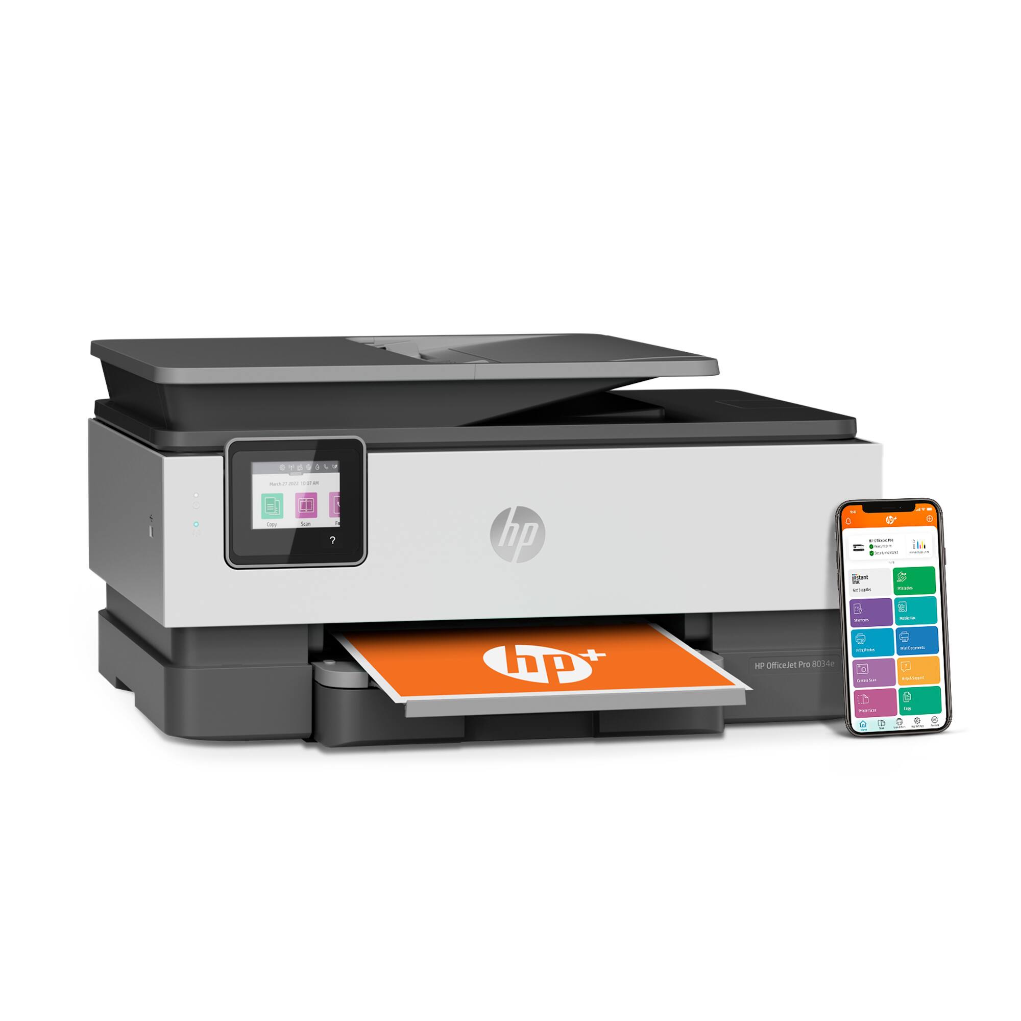 Alt View 16. HP - OfficeJet Pro 8034e Wireless All-In-One Inkjet Printer - Refurbished - White.
