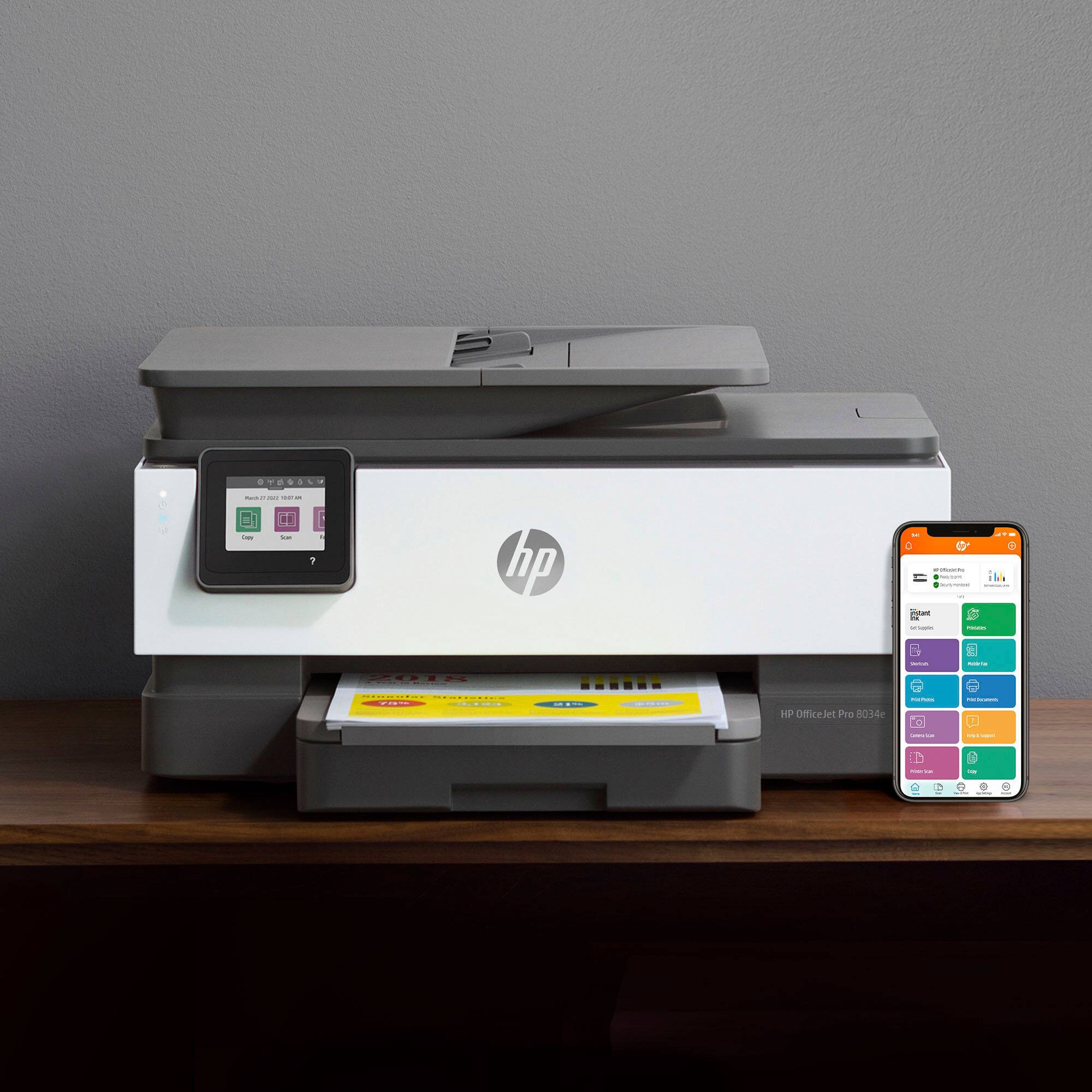 Alt View 18. HP - OfficeJet Pro 8034e Wireless All-In-One Inkjet Printer - Refurbished - White.