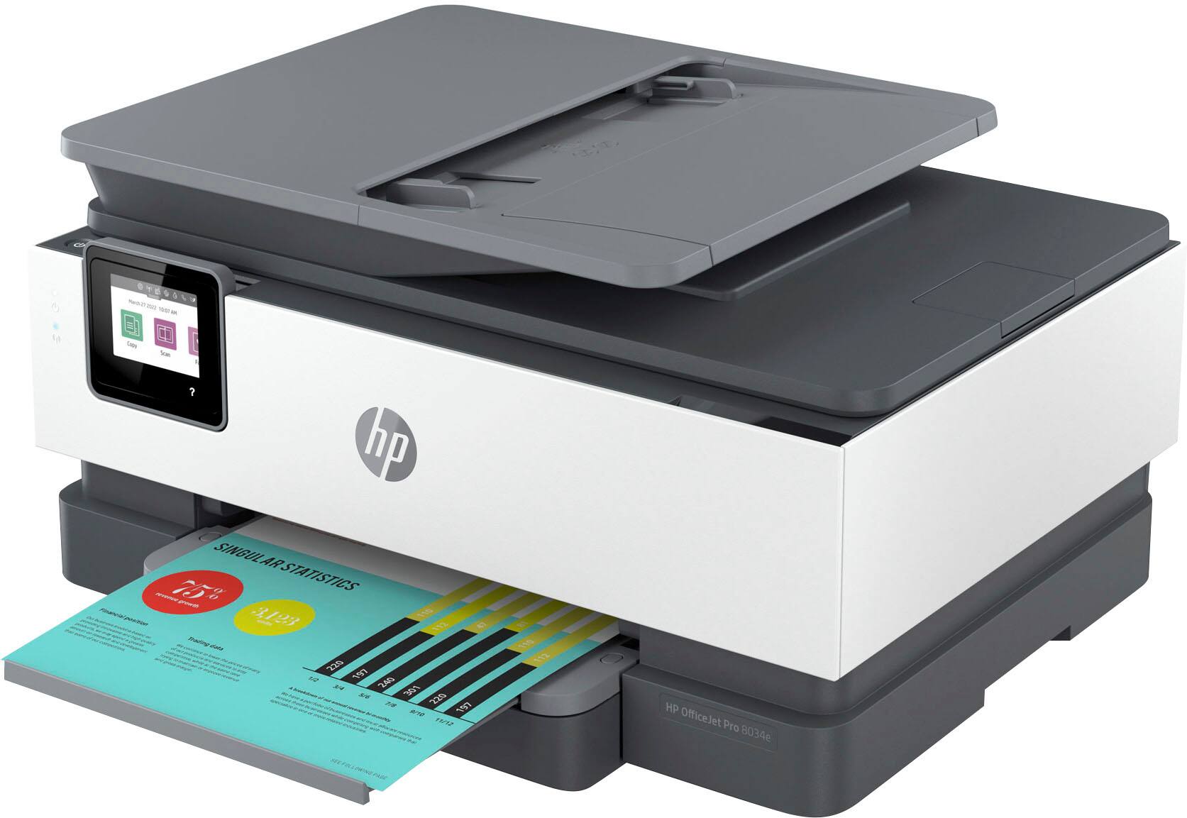 Alt View 1. HP - OfficeJet Pro 8034e Wireless All-In-One Inkjet Printer - Refurbished - White.