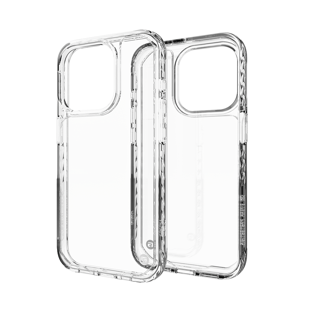 Left. CLCKR - G-Form Protection Diamond Non-MagSafe Case for Apple iPhone 15 Pro 6.1" - Clear.