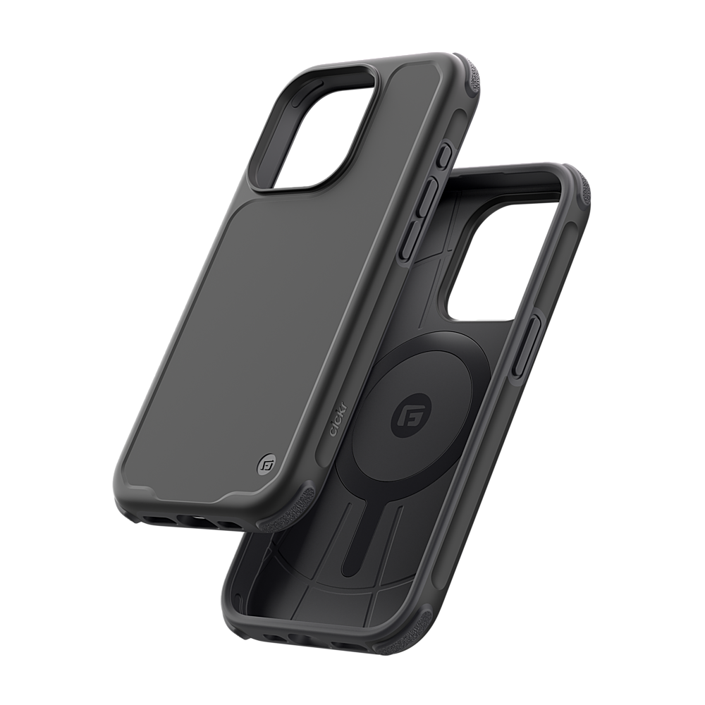 Angle. CLCKR - G-Form Protection Carbon MagSafe Case for Apple iPhone 15 Pro 6.1" - Black/Grey.