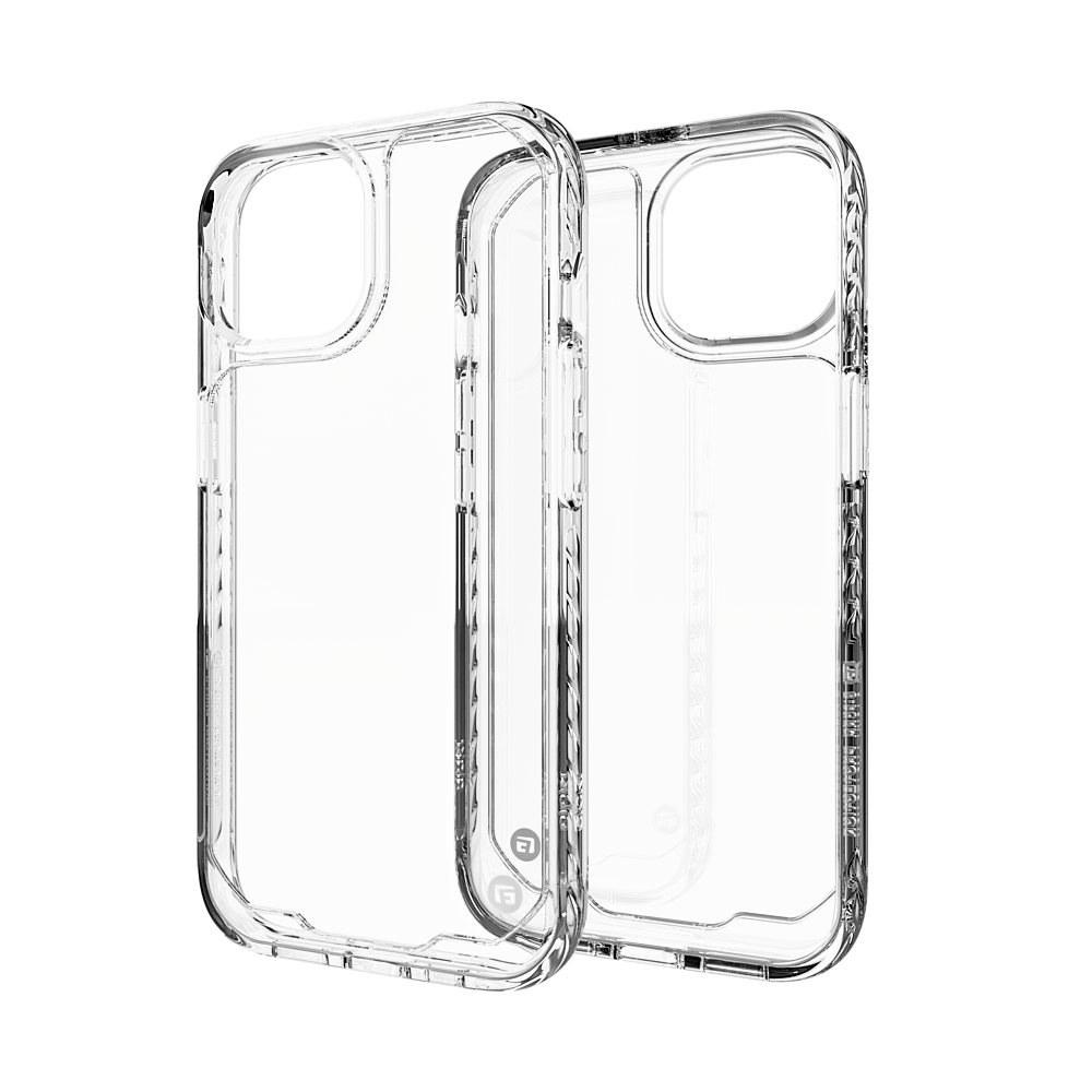 Left. CLCKR - G-Form Protection Diamond Non-MagSafe Case for Apple iPhone 15 6.1" - Clear.