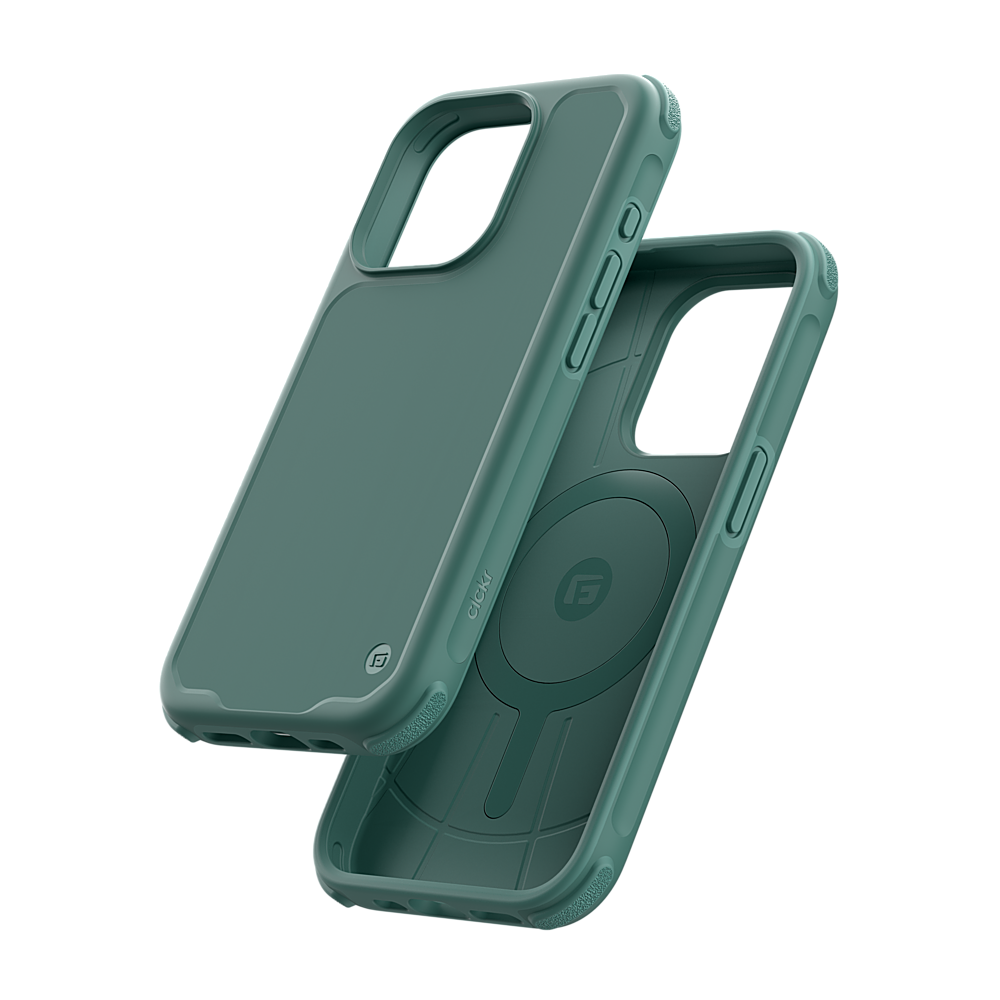 Angle. CLCKR - G-Form Protection Carbon MagSafe Case for Apple iPhone 15 Pro 6.1" - Green Camo.