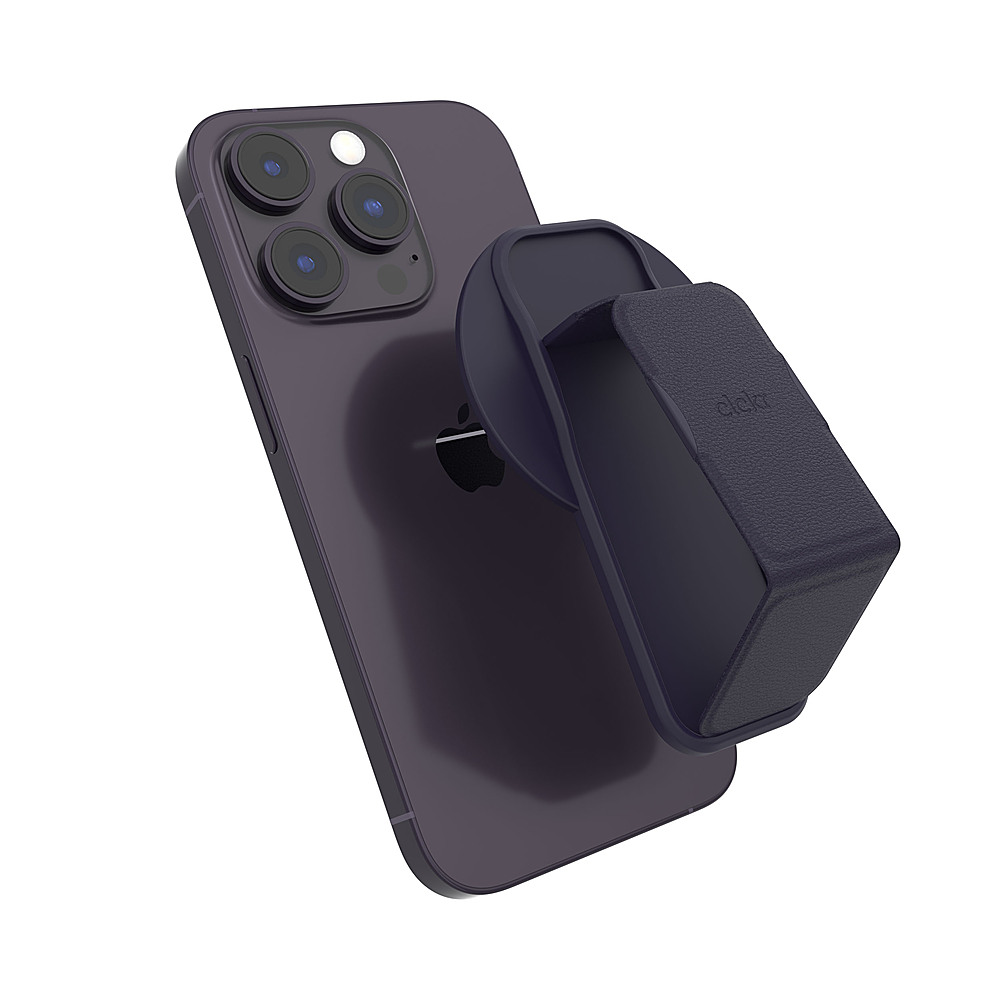 Left View: CLCKR - Compact MagSafe Stand & Grip - Dark Purple