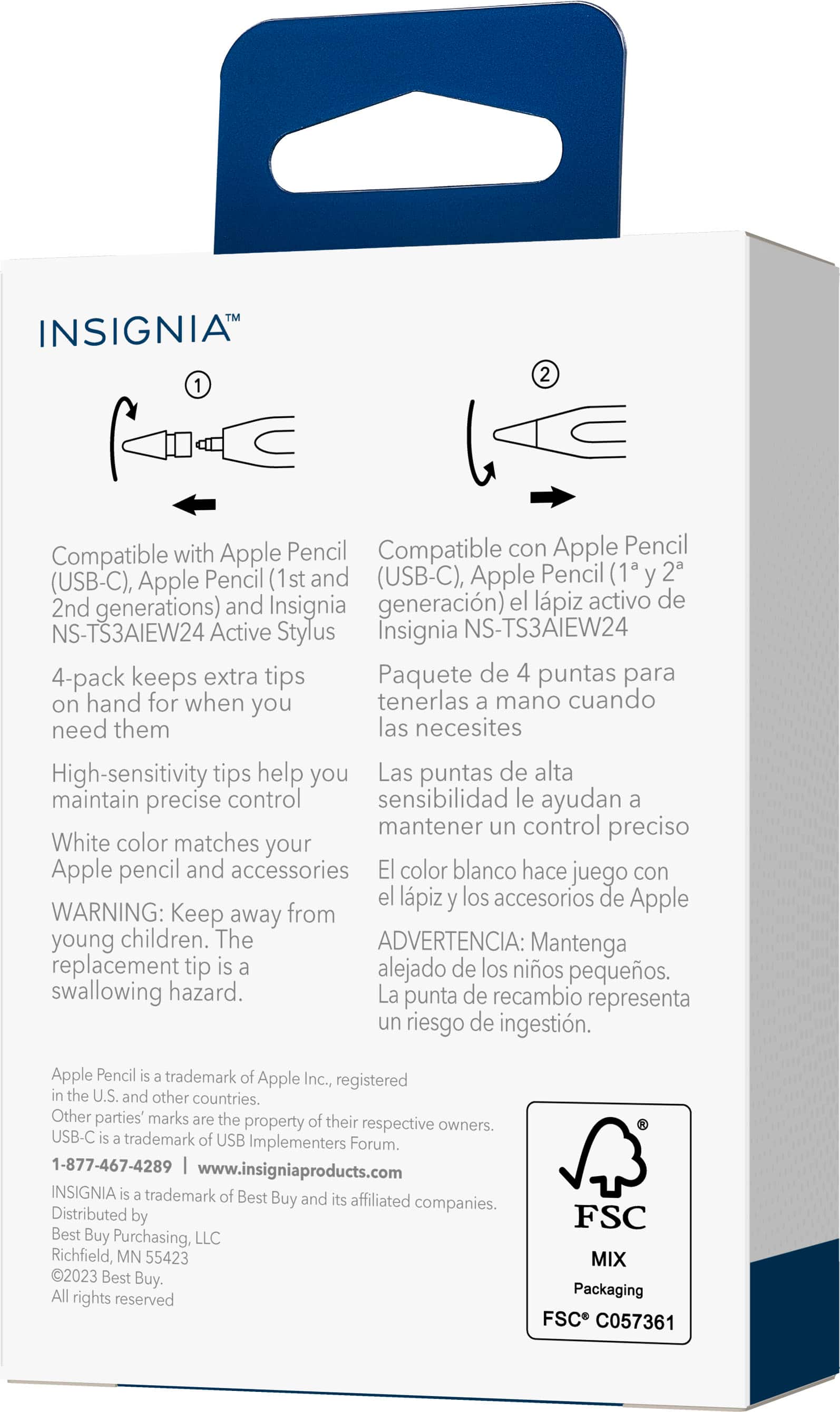 Alt View 14. Insignia™ - Replacement Tips for Apple Pencil 1st Generation, 2nd Generation, and Insignia Active Stylus (4-Pack) - White.