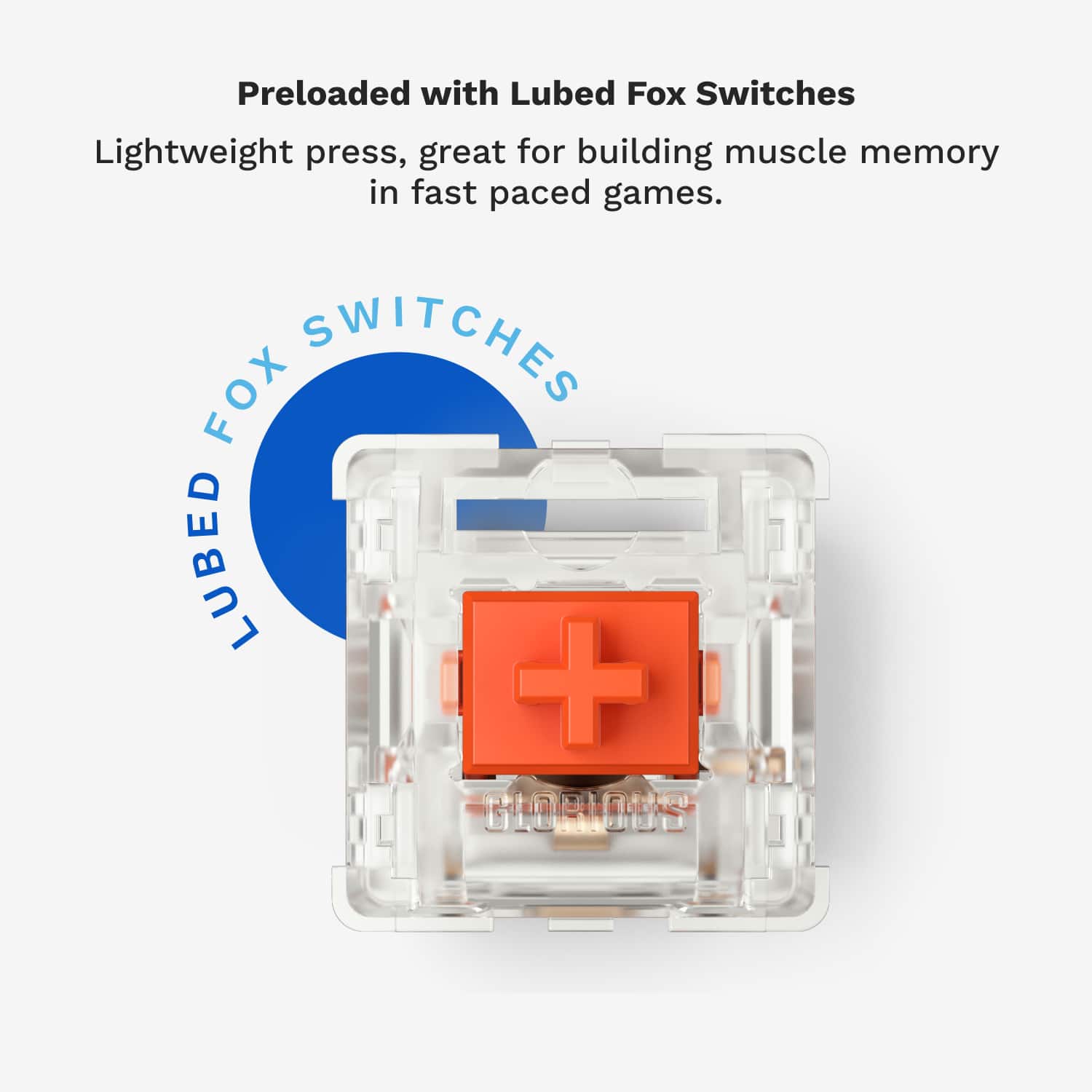 Preloaded with Lubed Fox Switches, these lightweight presses are great for building muscle memory in fast-paced games.
