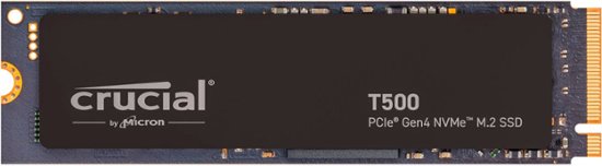 Front. Crucial - T500 1TB Internal SSD PCIe Gen 4x4 NVMe M.2 - Black.