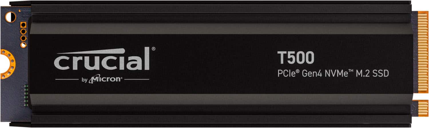 Crucial - T500 2TB Internal SSD PCIe Gen 4x4 NVMe M.2 with Heatsink for PS5 - Front_Zoom