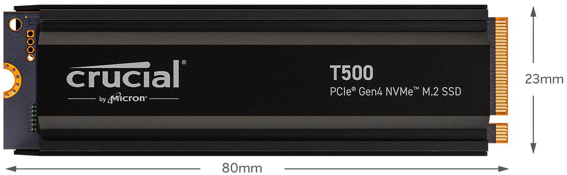 Crucial T500 1TB Internal SSD PCIe Gen 4x4 NVMe M.2 with Heatsink
