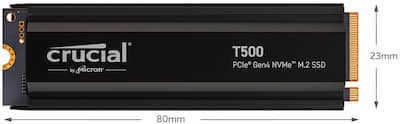 Crucial T500 1TB Internal SSD PCIe Gen 4x4 NVMe M.2 with Heatsink Crucial T500 1TB Internal SSD PCIe Gen 4x4 NVMe M.2 with Heatsink