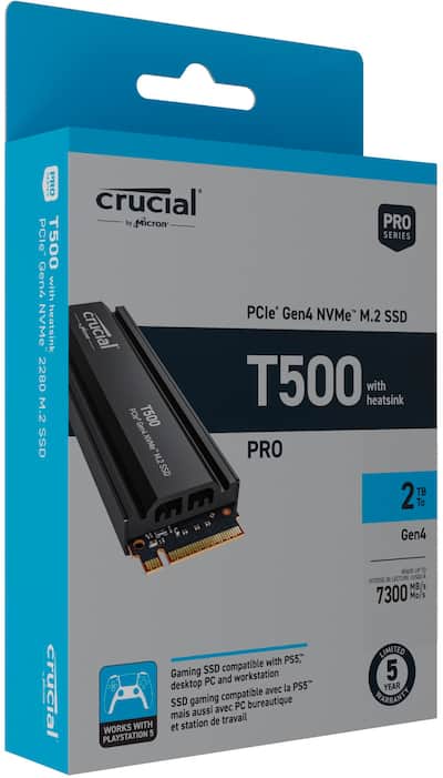 Crucial T500 1TB Internal SSD PCIe Gen 4x4 NVMe M.2 with Crucial T500 1TB Internal SSD PCIe Gen 4x4 NVMe M.2 with