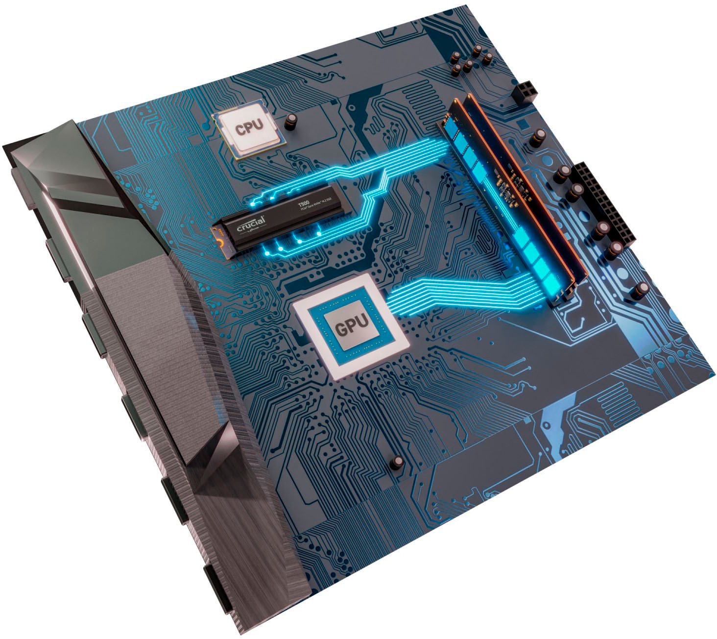 Crucial T500 1TB PCIe Gen4 NVMe M.2 SSD with heatsink