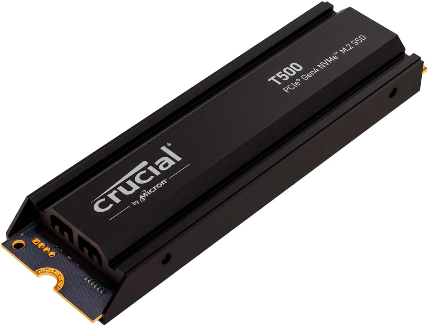 Alt View 1. Crucial - T500 1TB Internal SSD PCIe Gen 4x4 NVMe M.2 with Heatsink for PS5 - Black.