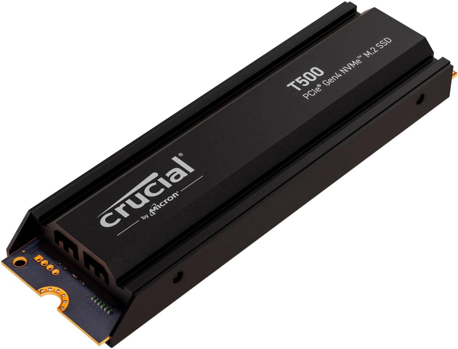 Alt View 1. Crucial - T500 1TB Internal SSD PCIe Gen 4x4 NVMe M.2 with Heatsink for PS5 - Black.