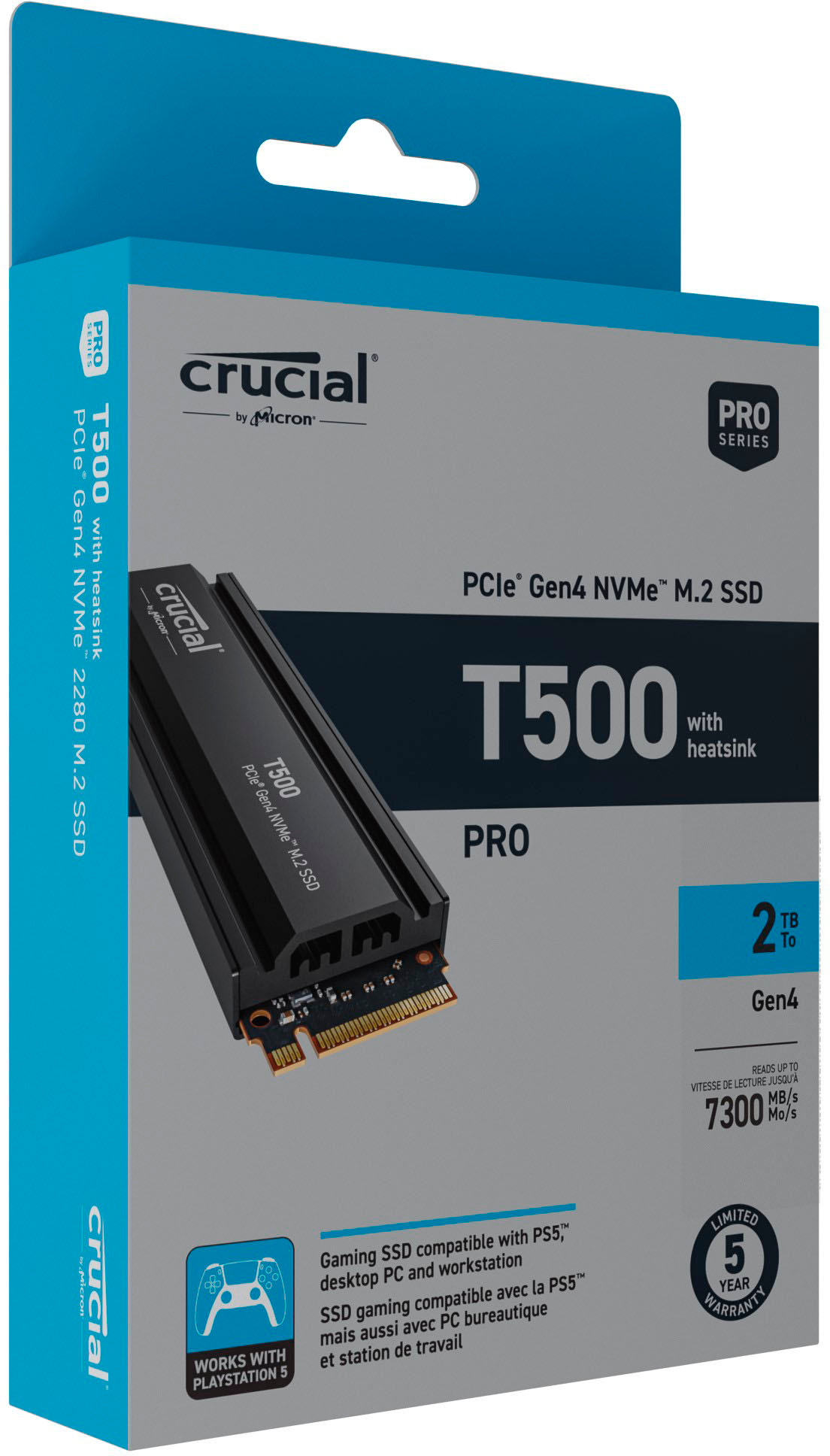  Crucial T500 2TB Gen4 NVMe M.2 Internal Gaming SSD