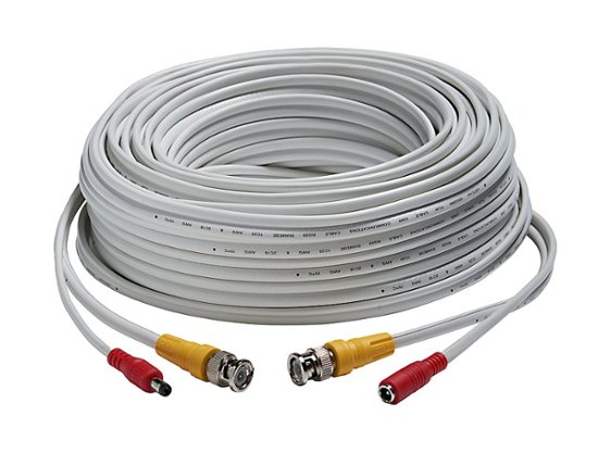 Front Zoom. Lorex - 60’ 4K In-wall RG59 to RG59 BNC Video/Power UL CMR Cable with Fire-Resistant - White.