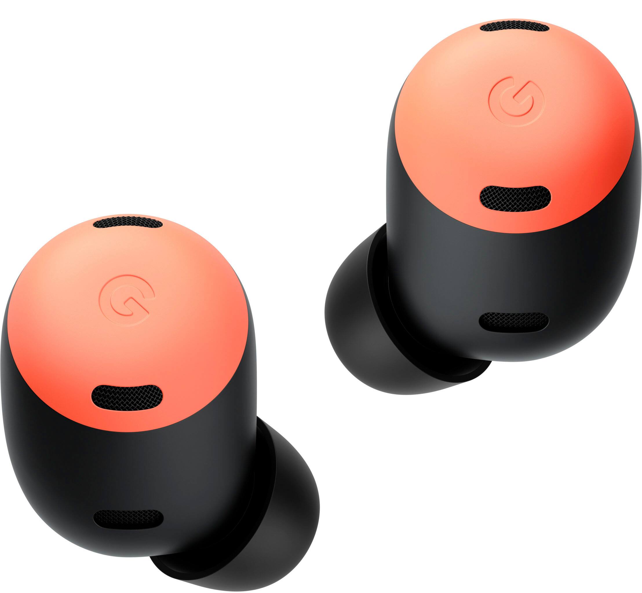 Left. Google - Geek Squad Certified Refurbished Pixel Buds Pro True Wireless Noise Cancelling Earbuds - Coral.
