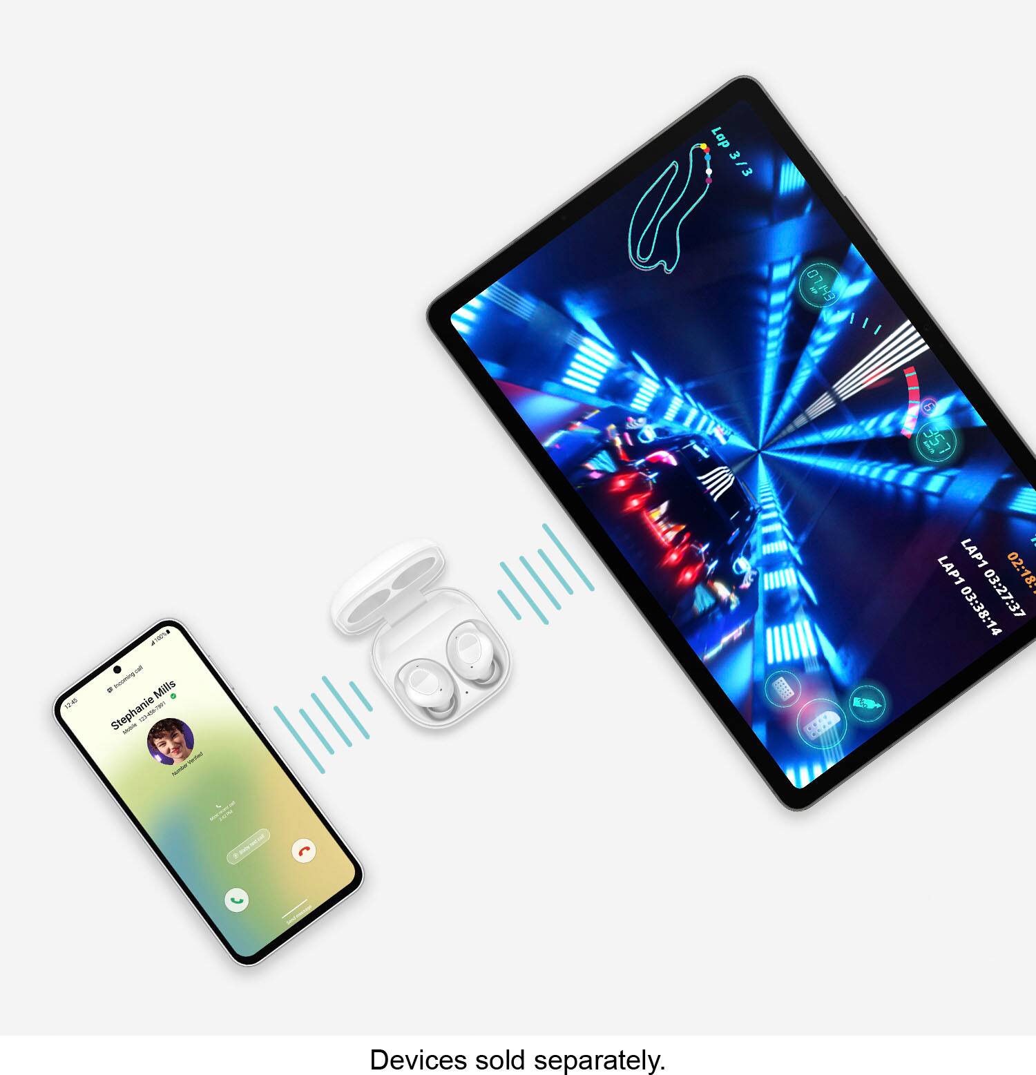 Alt View 17. Samsung - Geek Squad Certified Refurbished Galaxy Buds FE Wireless Earbud Headphones - White.