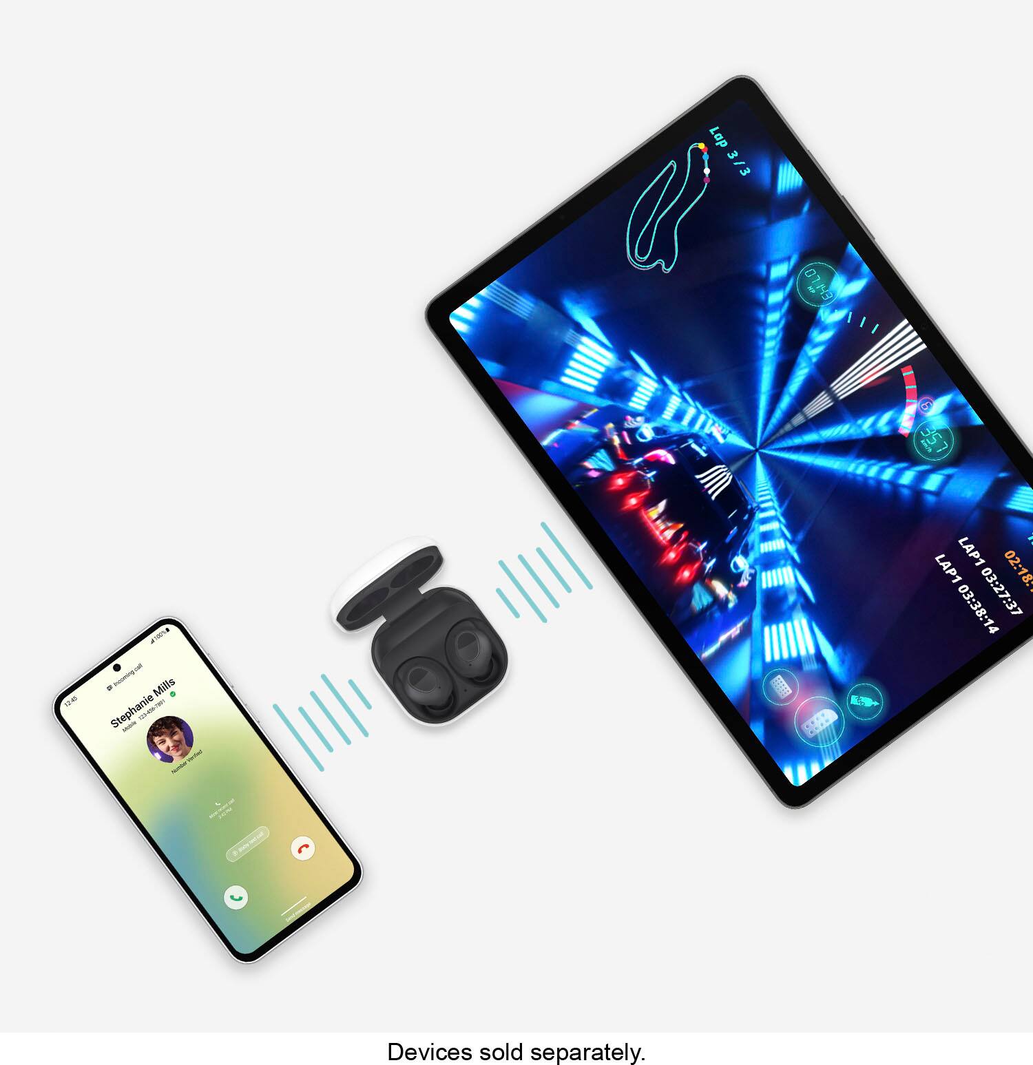 Alt View 17. Samsung - Geek Squad Certified Refurbished Galaxy Buds FE Wireless Earbud Headphones - Graphite.