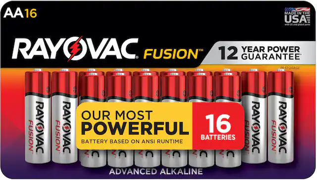 Front. Rayovac - Rayovac Fusion AA Batteries (16 Pack), Double A Alkaline Batteries - Silver.