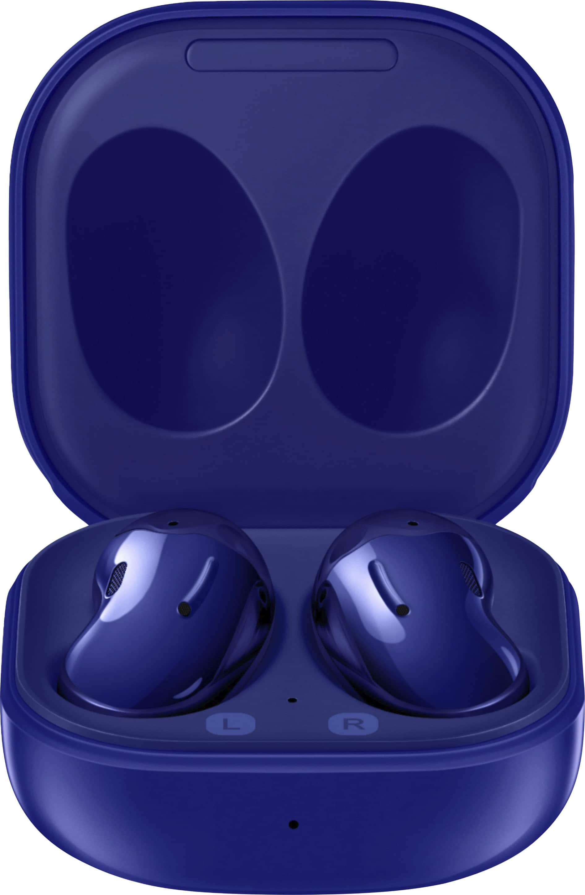 Front. Samsung - Geek Squad Certified Refurbished Galaxy Buds Live True Wireless Earbud Headphones - Blue.