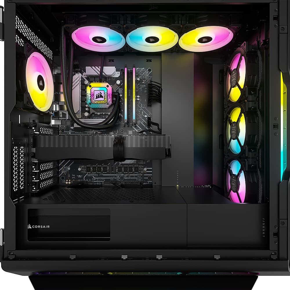 Left. CORSAIR - VENGEANCE i8200 Gaming PC - Intel Core i9 14900KF - 64GB DDR5 6600 MHz Memory NVIDIA GeForce RTX 4090 - 4TB SSD - Black.